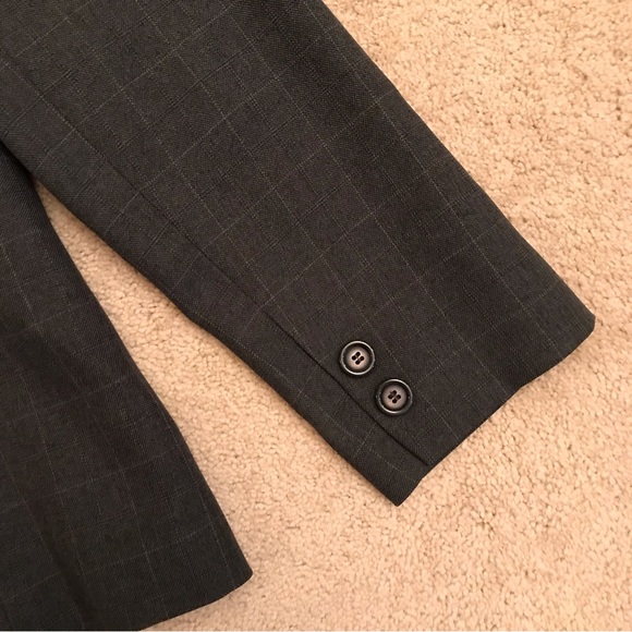 Kasper Womens Dark Grey Blazer Size 12 Large Checker Pinstripe Professional - Picture 6 of 10